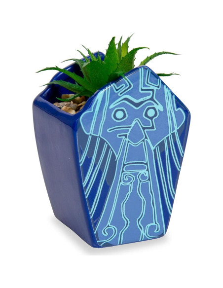 Maceta Mini Cerámica Silver Buffalo Atlantis 10.16 cm con Suculenta