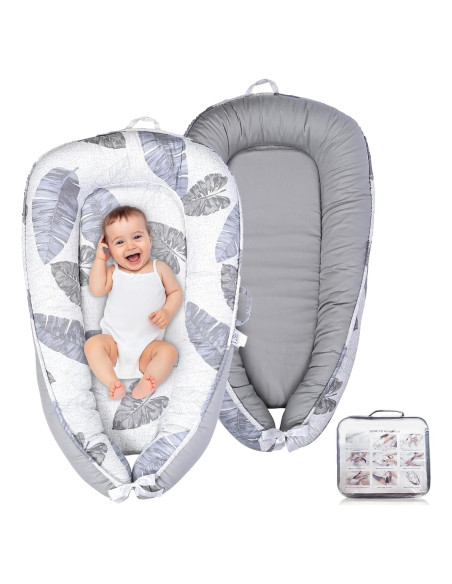 Cojín para Bebé Cute Cuddles Gris - Nido de Algodón 35x28 cm