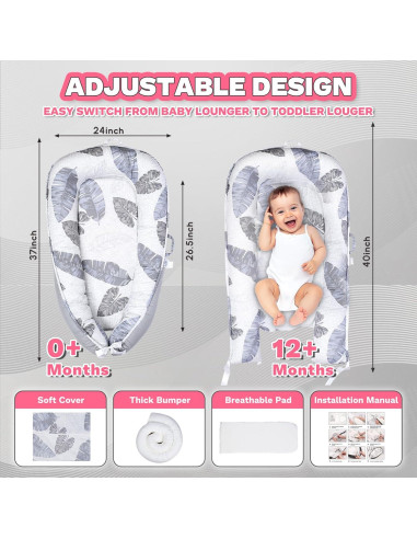 Cojín para Bebé Cute Cuddles Gris - Nido de Algodón 35x28 cm