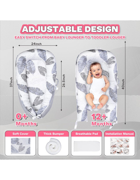 Cojín para Bebé Cute Cuddles Gris - Nido de Algodón 35x28 cm