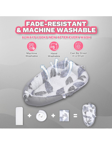 Cojín para Bebé Cute Cuddles Gris - Nido de Algodón 35x28 cm