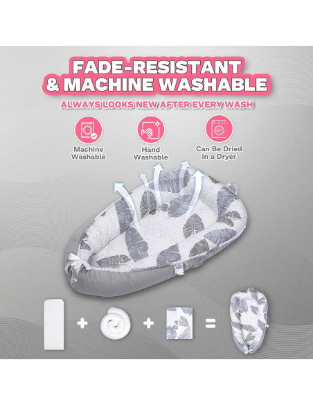 Cojín para Bebé Cute Cuddles Gris - Nido de Algodón 35x28 cm