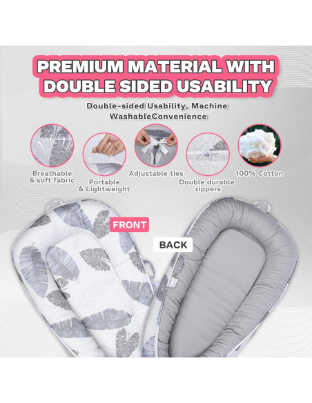 Cojín para Bebé Cute Cuddles Gris - Nido de Algodón 35x28 cm