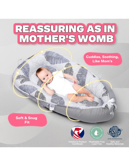 Cojín para Bebé Cute Cuddles Gris - Nido de Algodón 35x28 cm