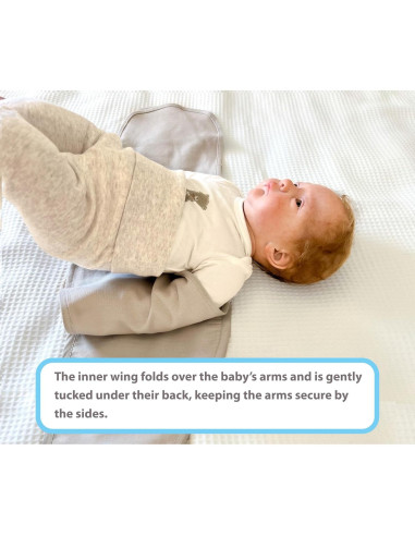 Swaddle de Brazos Bebé Bebon Grande Algodón Suave Gris