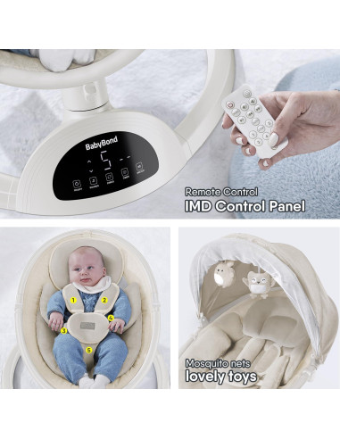 Columpio BabyBond para Bebés con Bluetooth y Control Remoto