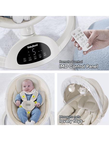 Columpio BabyBond para Bebés con Bluetooth y Control Remoto