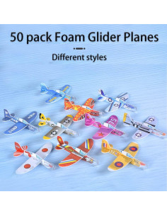 50 Juguetes Planeadores de Espuma Manmel - Aviones de Papel 10 cm 2