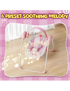 Columpio Eléctrico Rosa para Bebés Surbowbaby con 5 Velocidades 2