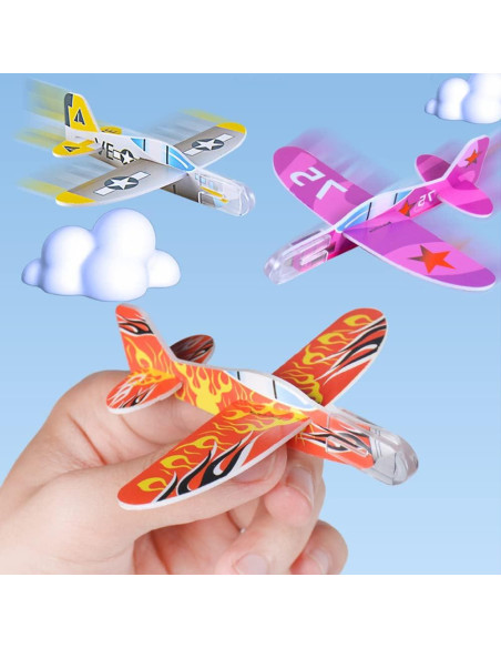 50 Juguetes Planeadores de Espuma Manmel - Aviones de Papel 10 cm