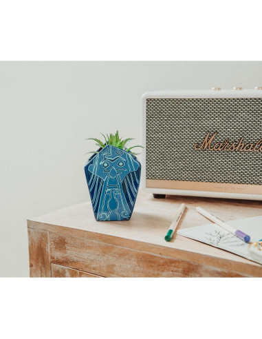 Maceta Mini Cerámica Silver Buffalo Atlantis 10.16 cm con Suculenta