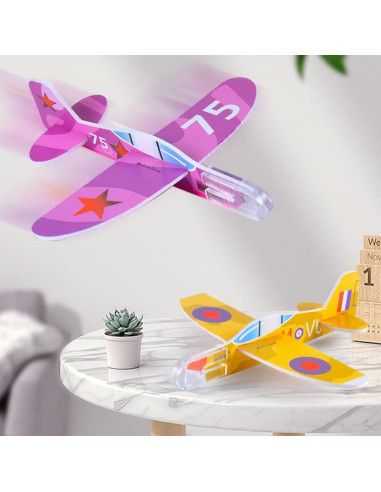 50 Juguetes Planeadores de Espuma Manmel - Aviones de Papel 10 cm
