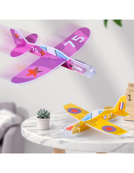 50 Juguetes Planeadores de Espuma Manmel - Aviones de Papel 10 cm