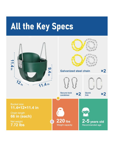 Columpio de Cubo Little Dove Verde con Respaldo Alto 99.79 kg