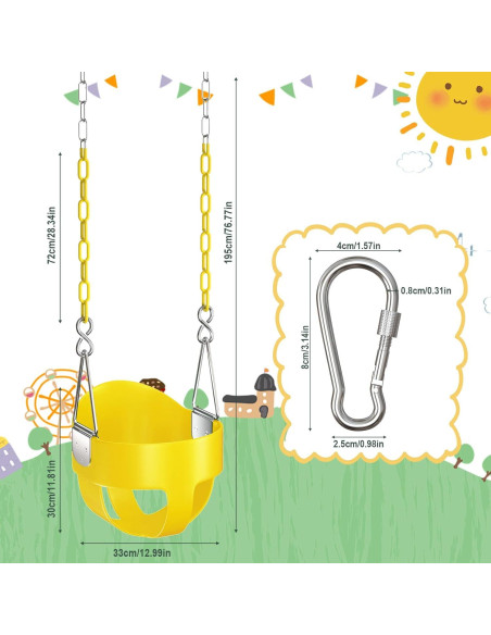 Asiento de Columpio para Niños AGPTEK Amarillo con Respaldo Alto