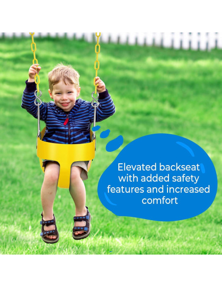 Asiento de Columpio para Niños AGPTEK Amarillo con Respaldo Alto