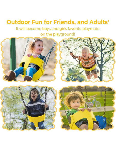 Asiento de Columpio para Niños AGPTEK Amarillo con Respaldo Alto