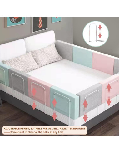 Barandilla de Cama OCBAiLi 200 cm Gris para Niños y Adultos