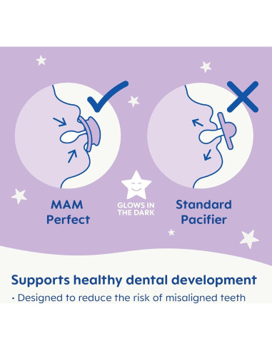 Chupete MAM Perfect Night Unisex 16+ Meses, Brilla en la Oscuridad, Paquete de 2