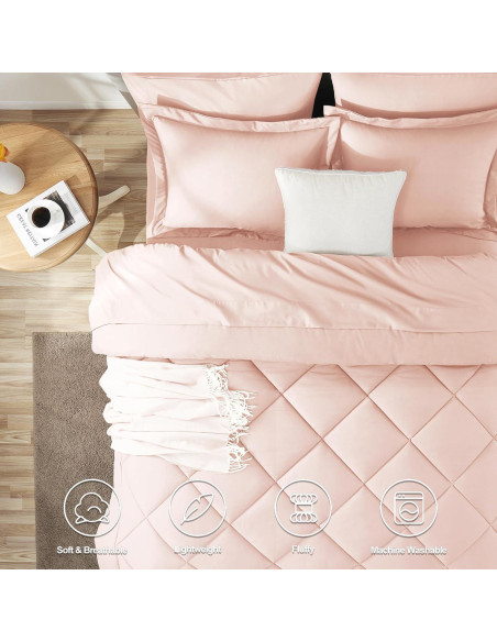 Conjunto de Edredón CozyLux Completo 7 Piezas Rosa Blush Conjunto de Edredón CozyLux Completo 7 Piezas Rosa Blush