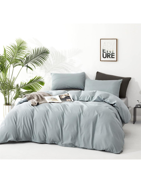 Juego de Edredón Queen Cottonight Azul Bruma 3 Piezas