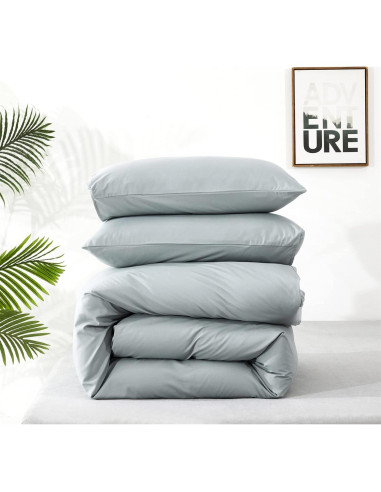 Juego de Edredón Queen Cottonight Azul Bruma 3 Piezas