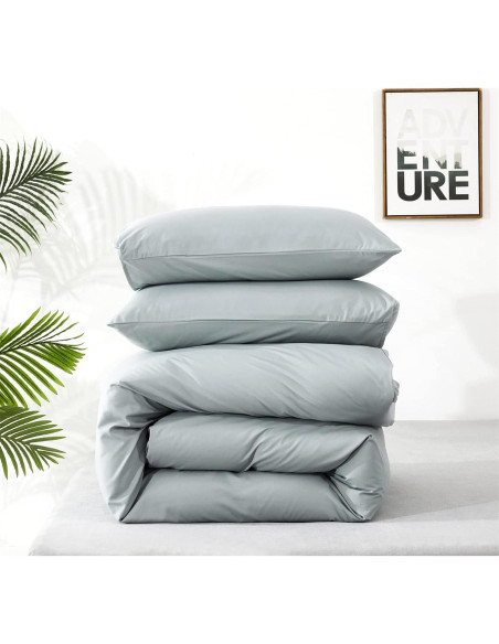 Juego de Edredón Queen Cottonight Azul Bruma 3 Piezas