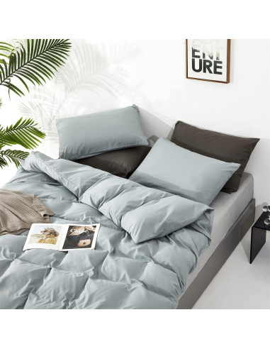 Juego de Edredón Queen Cottonight Azul Bruma 3 Piezas