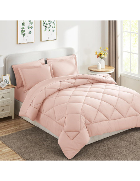 Conjunto de Edredón CozyLux Completo 7 Piezas Rosa Blush Conjunto de Edredón CozyLux Completo 7 Piezas Rosa Blush
