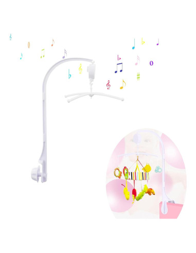 Móvil de Cuna Musical Alovexiong 66cm Blanco con Soporte