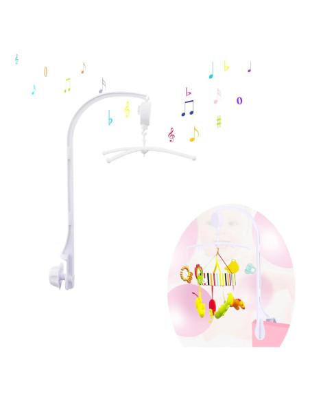 Móvil de Cuna Musical Alovexiong 66cm Blanco con Soporte