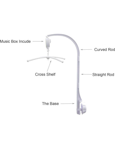 Móvil de Cuna Musical Alovexiong 66cm Blanco con Soporte