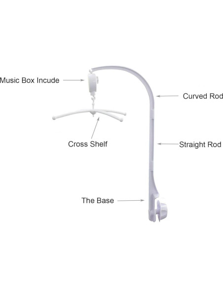 Móvil de Cuna Musical Alovexiong 66cm Blanco con Soporte