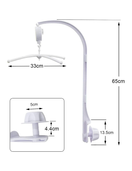 Móvil de Cuna Musical Alovexiong 66cm Blanco con Soporte
