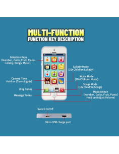 Teléfono Educativo Cooplay Yphone 1:1 Negro para Bebés 2