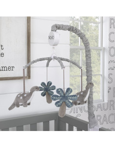 Móvil Musical NoJo Bebé-Saurio Gris con Dinosaurios y Palma 2