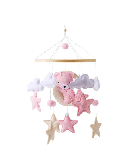 Móvil de Cuna Rosa Oso Durmiendo SWECOMZE - Decoración Infantil