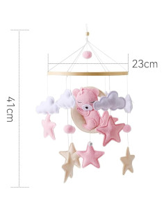 Móvil de Cuna Rosa Oso Durmiendo SWECOMZE - Decoración Infantil 2