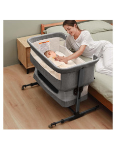 Cuna 3 en 1 Soobaby Gris Ajustable Portátil para Bebés