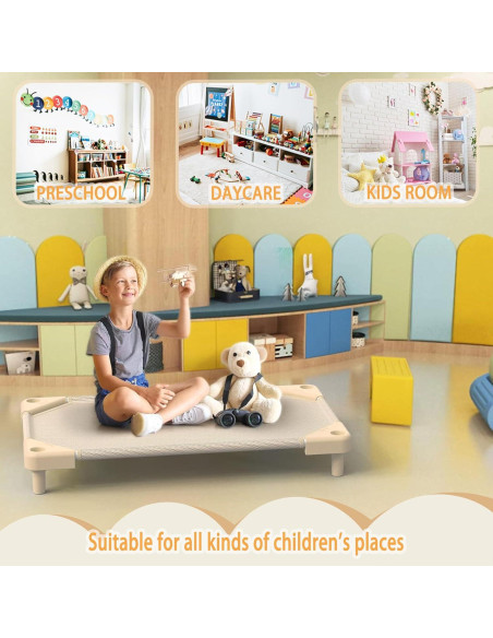 Camas apilables para preescolar NOUJULOUN 4 unidades beige claro