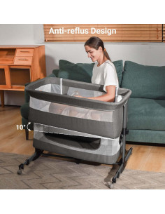 Cuna 3 en 1 Soobaby Gris Ajustable Portátil para Bebés 2