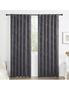 Cortinas Opacas Deconovo 132x214 cm 2 Paneles Gris Oscuro 2