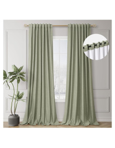 Cortinas Opacas BOODII Verde Salvia 213x132 cm Paquete de 2