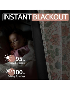 Cortinas Opacas Jinchan Rosa Floral 132x213 cm - Juego de 2 2