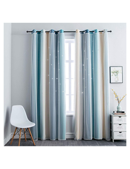 Cortinas Opacas Ombre Arcoíris FANLI 132x213 cm 2 Piezas