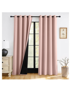 Cortinas Opacas RYB HOME Rosa Durazno 132x213 cm - 2 Paneles