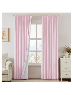 Cortinas Plisadas Opacas HOMEIDEAS Rosa Claro 2 Paneles 100% Luz
