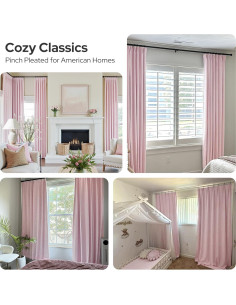 Cortinas Plisadas Opacas HOMEIDEAS Rosa Claro 2 Paneles 100% Luz 2