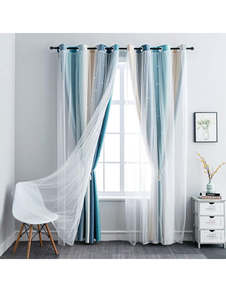 Cortinas Opacas Ombre Arcoíris FANLI 132x213 cm 2 Piezas