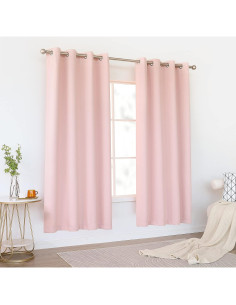 Cortinas Opacas KEQIAOSUOCAI Rosa Bebé 132x183 cm - 2 Paneles 2
